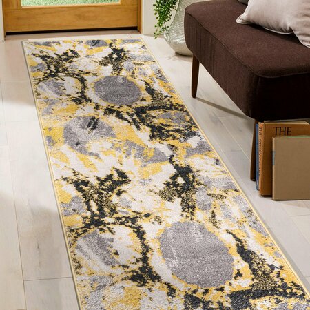 World Rug Gallery Contemporary Abstract Circles Non Shedding Soft Area Rug 2' x 7' Yellow 389YELLOW2x7